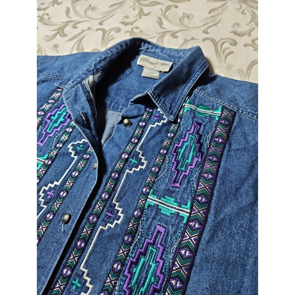 Panhandle Slim Cowgirl Shirt Southwestern Aztec Western Rodeo Embroidered XL